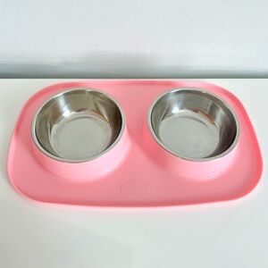 GORILLA GRIP Silicone and Stainless Steel Dog Feeding Mat Set